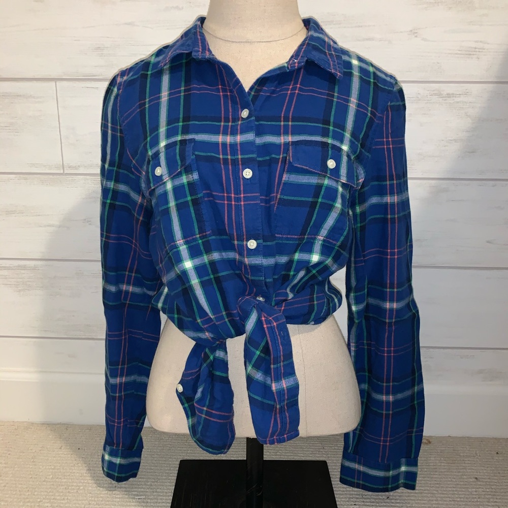 Old Navy Blue Plaid Flannel